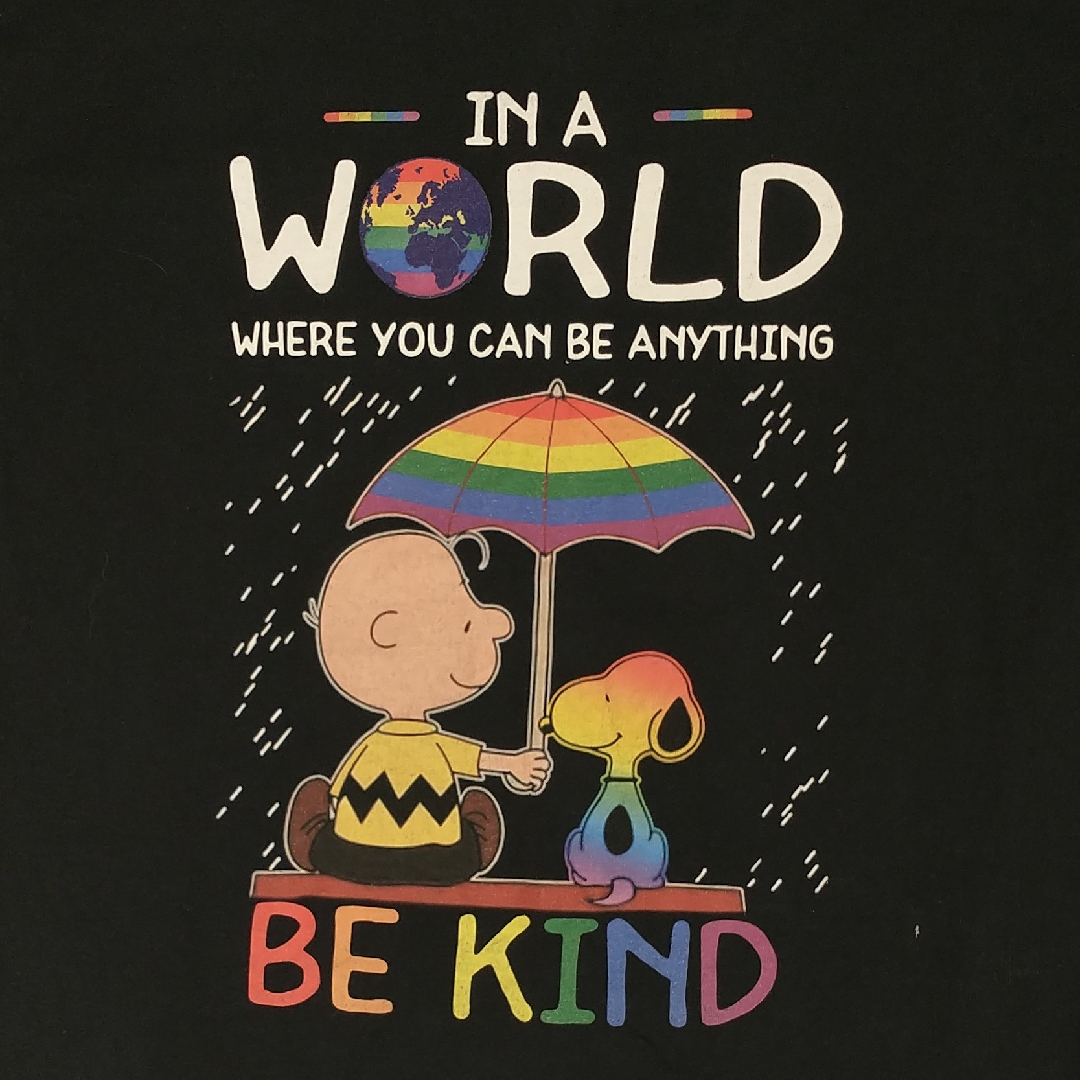 Be Kind T Shirt Snoopy & Charlie Brown 100% Cotton Black & Colorful Graphic Tee